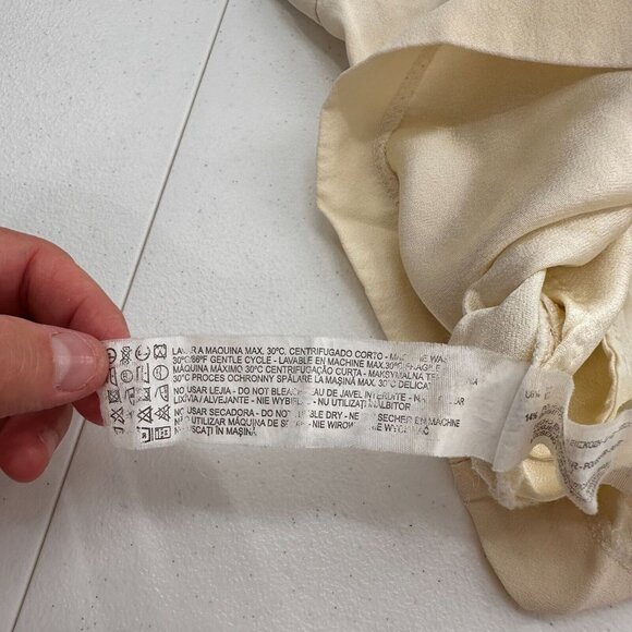 Zara Woman Ivory Elastic Waist Drawstring Shorts Size S Pockets Lightweight - Picture 6 of 8